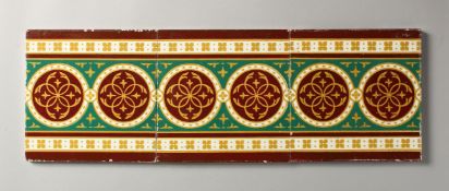 THREE MINTON, HOLLINS & CO. POTTERY TILES, EARLY 20TH CENTURY, with stylised decoration. 6ins