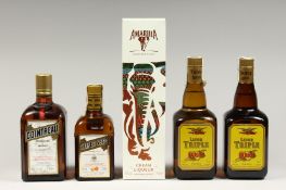 FIVE BOTTLES OF RUM LIQUERS