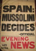 [SPAIN POSTER] Evening News news-stand poster for October 8th 1938, 