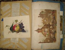 [SCRAP BOOKS] one folio, one 4to, 19th c. scrapbooks, filled with prints, cuttings, some original