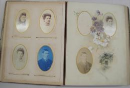 PHOTOGRAPHS / PORTRAITS, a late Victorian photo album with portrait photos, HARE family, spine a/f
