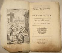[FREEMASONS] SMITH (William) A Pocket Companion for Free-Masons, 8vo, engraved frontis., untrimmed