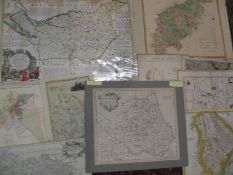 [MAPS - UK] 11 North Country maps, etc., including Pigot's Monmouthshire, Denbigh, Rutland, Chester,