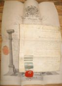 [FREEMASONS] 2 vellum documents, 1826 & (partially engraved) 1863, folded (2)