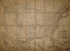 [MAP - AMERICA] large linen-backed folding Railway Map of the United States, copyrighted 1902-