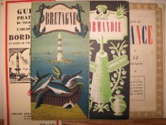 [MAPS] 4 folding tourist maps of France, c.1950; Normandy, Brittany, France, & Bordeaux (4)