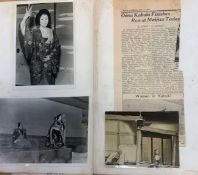 [JAPAN] photo / scrap album (worn) containing 1950's photos (incl. signed portrait of Hiroe Isiguro)