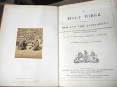[BIBLE / PHOTOGRAPHS] The Holy Bible, 4to, 6 mounted photos by FRANCIS FRITH, 6 col. maps, black