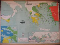 [MAP] KARS (J.P.) large (82 x 103 cms) wall map of Greece, wooden rollers