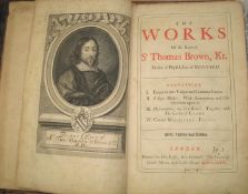 BROWN (Sir Thomas) The Works, folio, portrait frontis., 1 plate (Urn-Burial), contemp. calf
