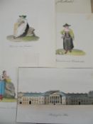 AUSTRIAN COSTUME, etc., collection of watercolour & ink studies, ca. 1835, of which 7 are costume