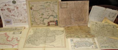 [MAPS - UK] 13 Southern County maps, incl. Essex, Middlesex, Surrey, Dorset, etc. (13)