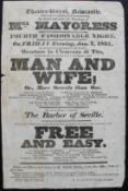 THEATRE BILL for the Theatre Royal, Newcastle for the performance of 