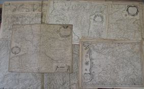 [MAPS] 17 maps of parts of FRANCE, some by Sanson & laid on linen, some with library stamps (17)