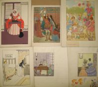DE LA MARE (G.) small collection of early 20th c. original artwork for illustration (6)