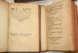 APULEIUS, Philosphi Platonici quae quidem extarenovisimus . . ., 2 vols, 8vo, pp. [16] 322; 1 f.