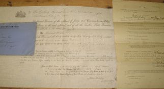 [JERSEY MILITIA] 2 documents (& 1 envelope): a commission and a promotion relating to Lt. or Capt.