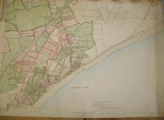 [MAPS - ISLE of WIGHT] 1878 (1886) zincographed map of SANDOWN, hand-col'd, green areas = estate