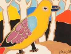Attributed to Malcolm de Chazal (1902-1981), a study of bird amongst trees, gouache, signed, 10.5