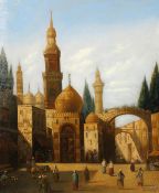 Karl Kaufmann (1843-1905) Austrian, A near pair of oil on canvas scenes of an Eastern city with