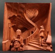 Paul Day (b. 1967) British, Two male figures and a female nude on the stairs of a theatre,