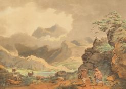 After Phillipe Jacques de Loutherbourg RA, Snowden , aquatint, 9 x 12.25 .