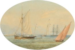 Admiral Sir Charles Burrard (1793-1870) British, A maritime scene with boats on calm waters,