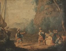 A stipple engraving in a verre eglomise frame, print, 14