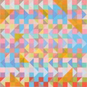 Limited edition Op. art print, numbered 97/200 , dated 1971 , signed in pencil, 18 x 18 .