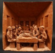 Paul Day (b. 1967) British, A scene of the Last Supper, terracotta sculpture, signed, 26 x 24 x 8.