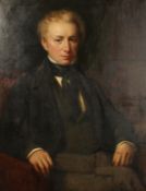 19th century English school, A portrait of a seated gentleman, oil on canvas, 38 x 28 .