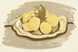 George Braque, circa 1950, Corbeille de Fruits , Lithograph, 15 x 22 .