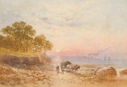 William Cook (fl. 1870-1890) British, A scene of a figure and a horse and cart making his way