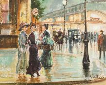 Giuseppe de Sanctis (1858-1924) Italian, A scene of female figures conversing on a busy street