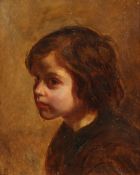 19th Century French School, a head study of a young boy, oil on canvas, 15.75 x 12.75 .