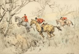 Henry Wilkinson (1921-2011) British, Huntsman giving chase, etching, inscribed signed and