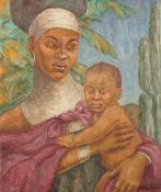G. English?, Circa 1953, A study of an African mother and child, oil on canvas, signed, 24 x 20 ,