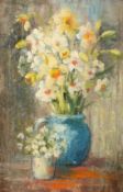 Mid-20th Century British Impressionist School, a still life study of mixed flowers, oil on canvas,