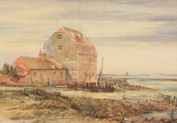 Miles Edmund Cotman (1810-1858), A view of Ashlett Mill, Fawley, watercolour, signed, 14 x 20