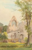 Lady P. Jones, Circa 1937, A study of the ruins of Dryburgh Abbey, Scotland, watercolour, signed and