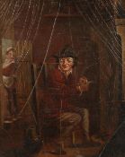 19th Century Dutch School. An Interior Scene of a Man Filling his Pipe with a Female Figure