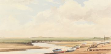 Godfrey Sayers (b. 1942) Blakeney, Norfolk, Acrylic on board, signed, 22 x 12.5 .