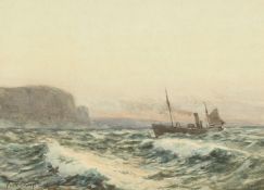 Augustus Morton Hely Smith (1862-1941) British, steamship off the coast, watercolour, signed, 10