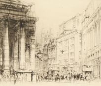William Walcot (1874-1943) British, Cornhill and the Royal Exchange, London, etching with drypoint