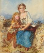 After James John Hill (1811-1882) British, A mother and child in an outdoor setting, watercolour, 10