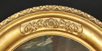 A carved wood oval frame, rebate size 24.5 x 19 , 32cm x 48cm.