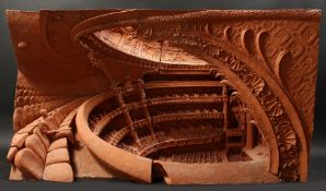 Paul day (b. 1967) British, a theatre interior, terracotta sculpture, signed and dated 2000 , 28 x