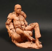 Paul Day (b. 1967) British, A study of a seated man, terracotta sculpture, signed and dated 1997 ,