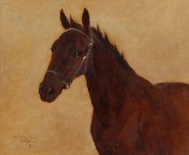 Arthur Wardle (1865-1949) British, Portrait of a horse, oil on panel, signed and dated 1938 , 11 x
