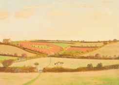 Robert Morson-Hughes (British), A country landscape, oil on board, signed in, 10 x 14 .